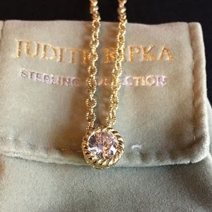 14K Vermeil Diamonique round solitare Necklace
